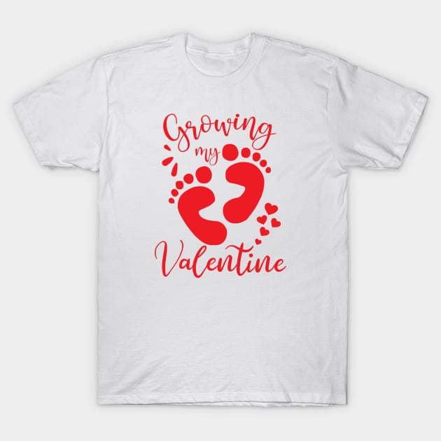 Growing My Valentine - Cool Pregnant Valentines day gift T-Shirt by mahmuq